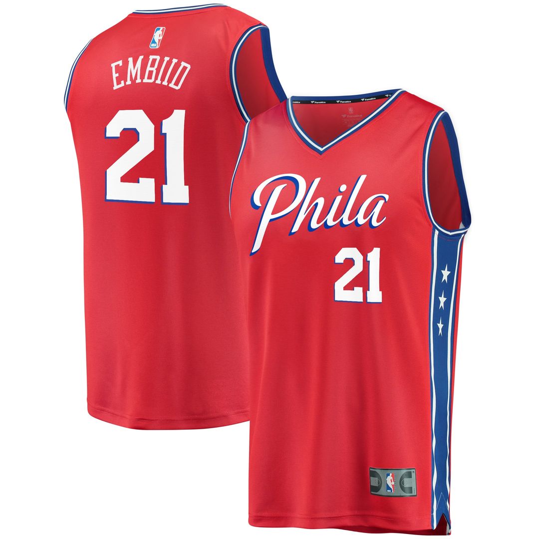 Joel Embiid | Philadelphia 76ers | Youth 2019/20 Fast Break Replica Player Team Jersey - Statement Edition - Red