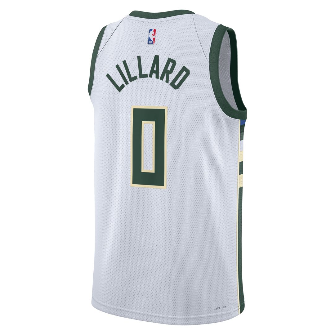 Damian Lillard | Milwaukee Bucks | Unisex Fear The Deer Swingman Player Jersey - Association Edition - White