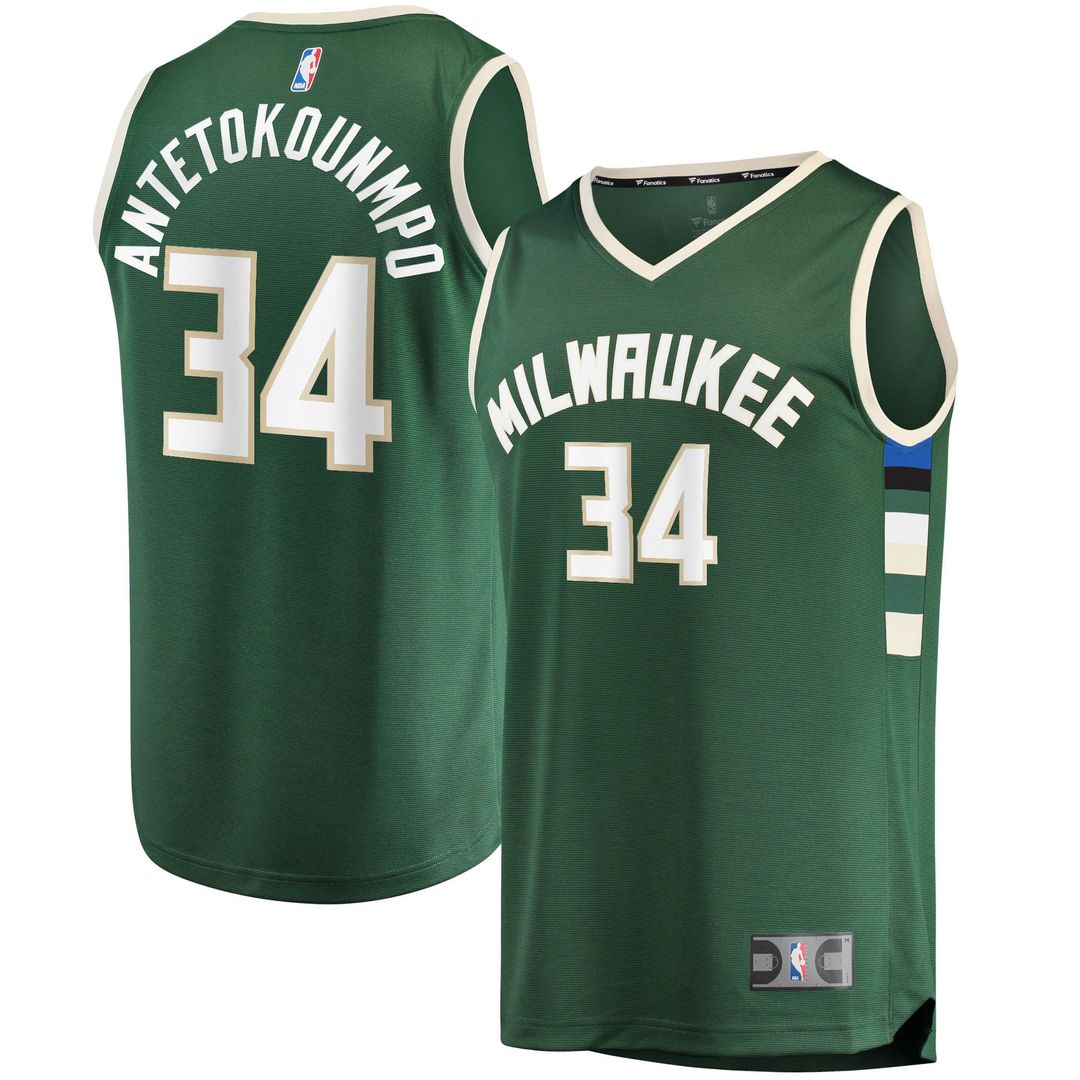 Giannis Antetokounmpo | Milwaukee Bucks | Big & Tall Fast Break Player Jersey - Hunter Green - Icon Edition