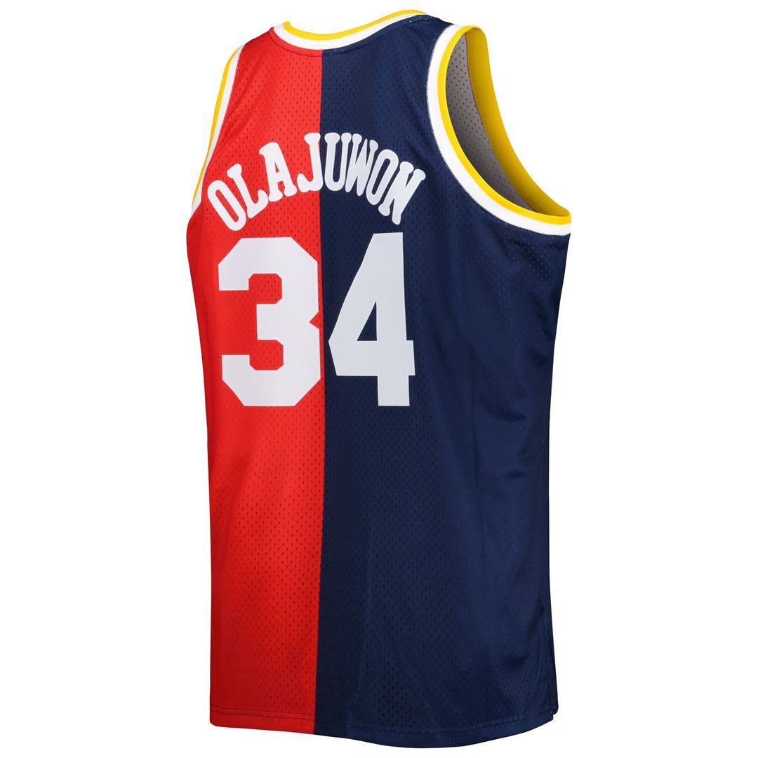 Hakeem Olajuwon | Houston Rockets | Big & Tall Hardwood Classics 1993/94 Split Swingman Jersey - Navy/Red