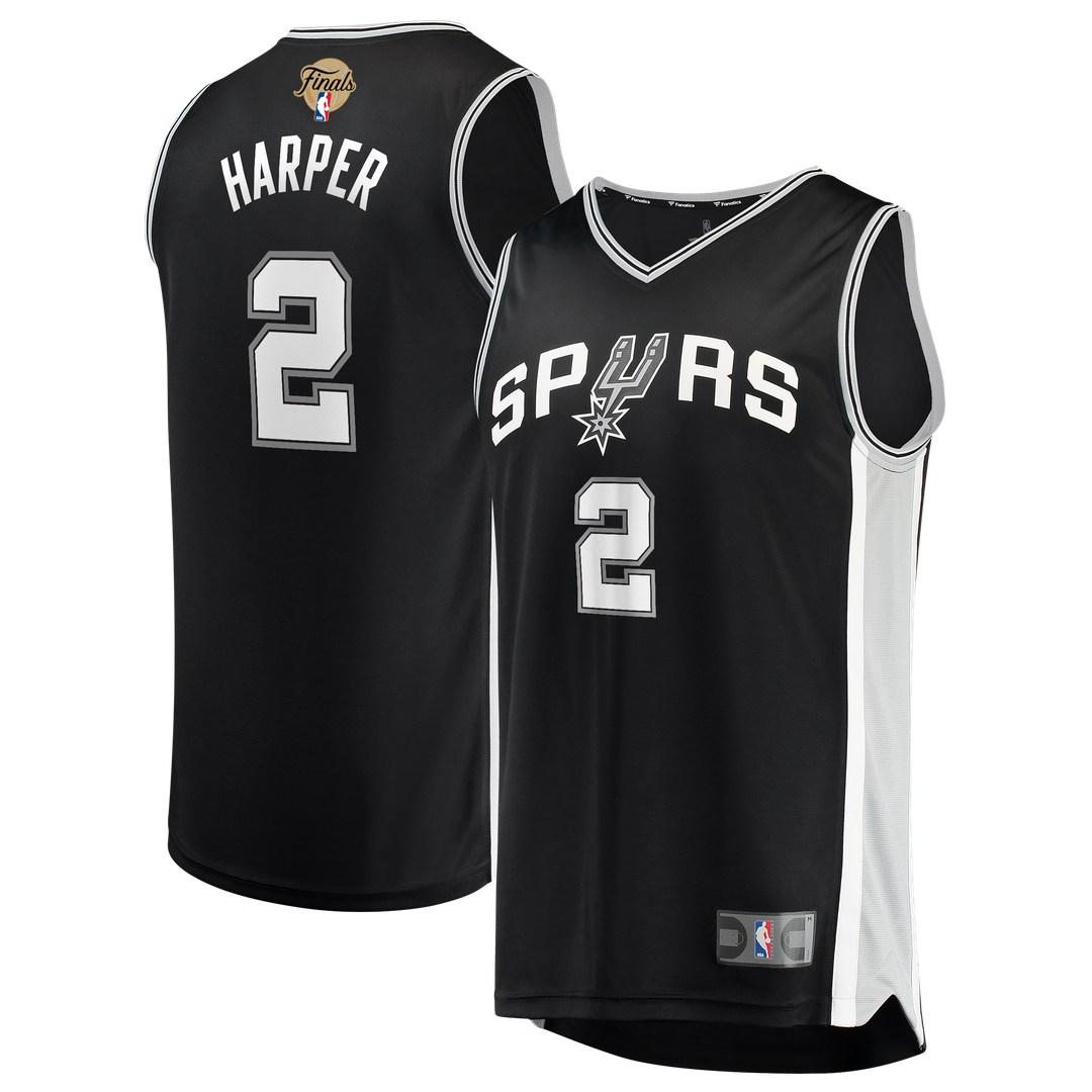 Dylan Harper | San Antonio Spurs | 2026 NBA Finals Patch Fast Break Jersey - Icon Edition - Black