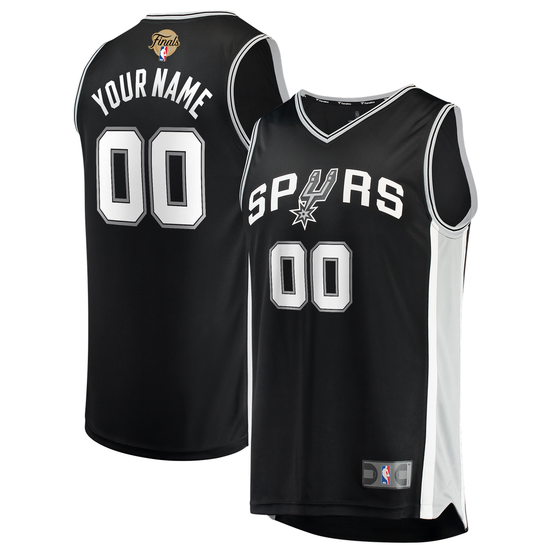 San Antonio Spurs | 2026 NBA Finals Patch Fast Break Custom Jersey - Black - Icon Edition