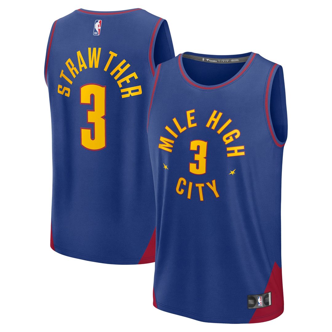 Julian Strawther | Denver Nuggets | Fast Break Replica Player Jersey - Statement Edition - Blue