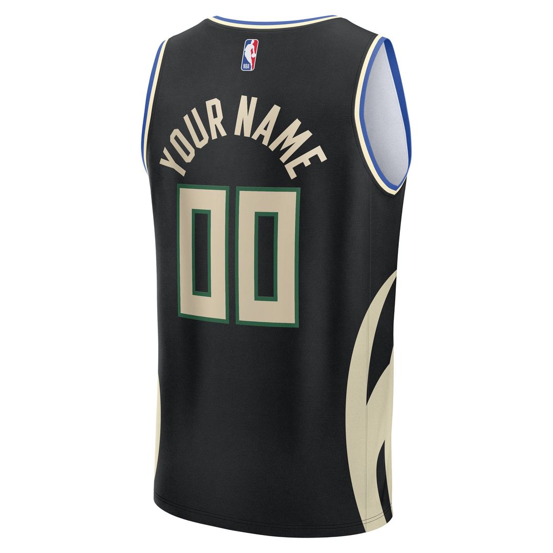 Milwaukee Bucks | Youth Fast Break Custom Replica Jersey - Black - Statement Edition