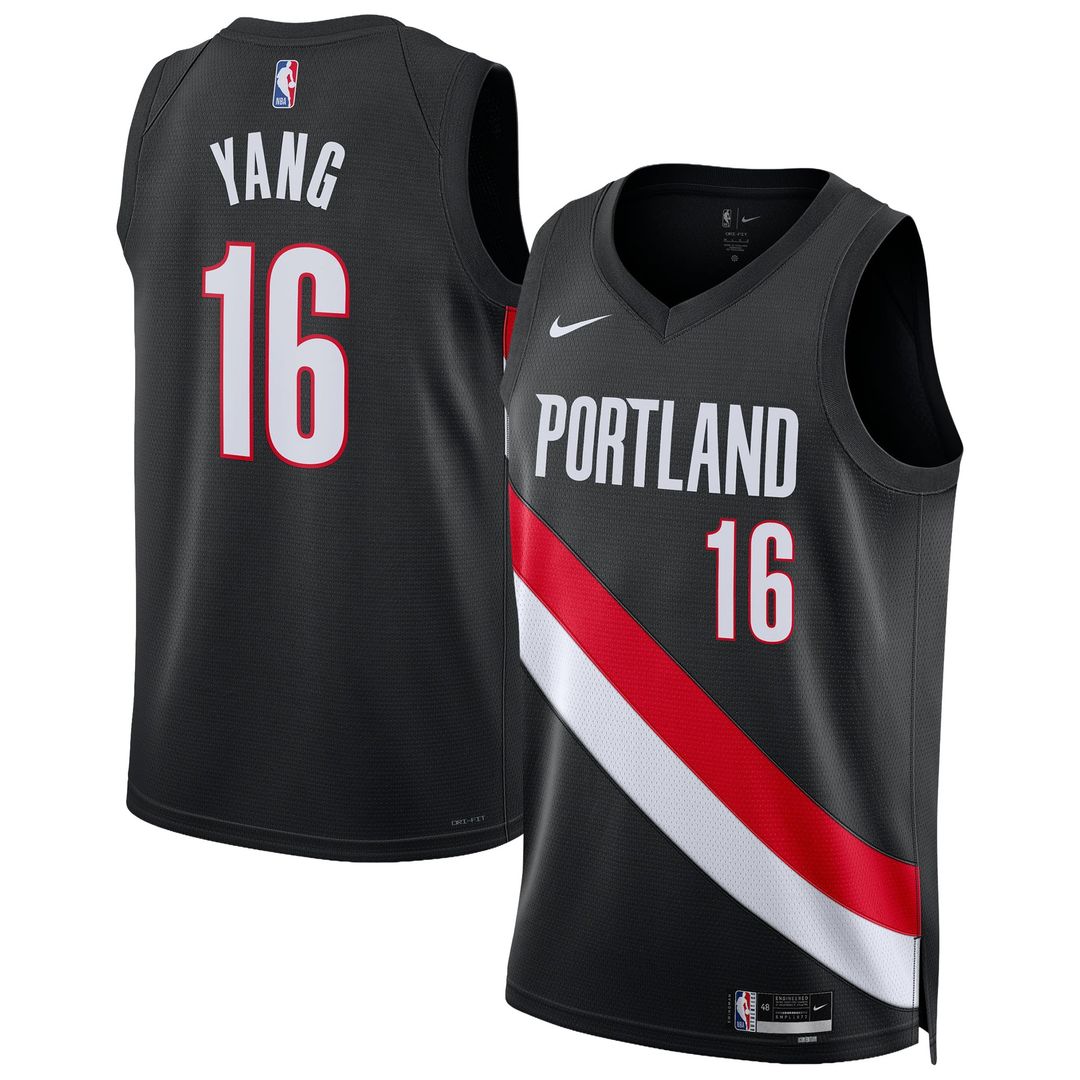 Yang Hansen | Portland Trail Blazers | Unisex Swingman Jersey - Icon Edition - Black