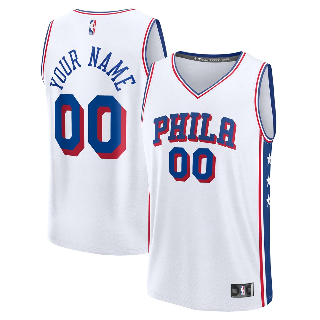 Philadelphia 76ers | Youth Fast Break Custom Replica Jersey - White - Association Edition