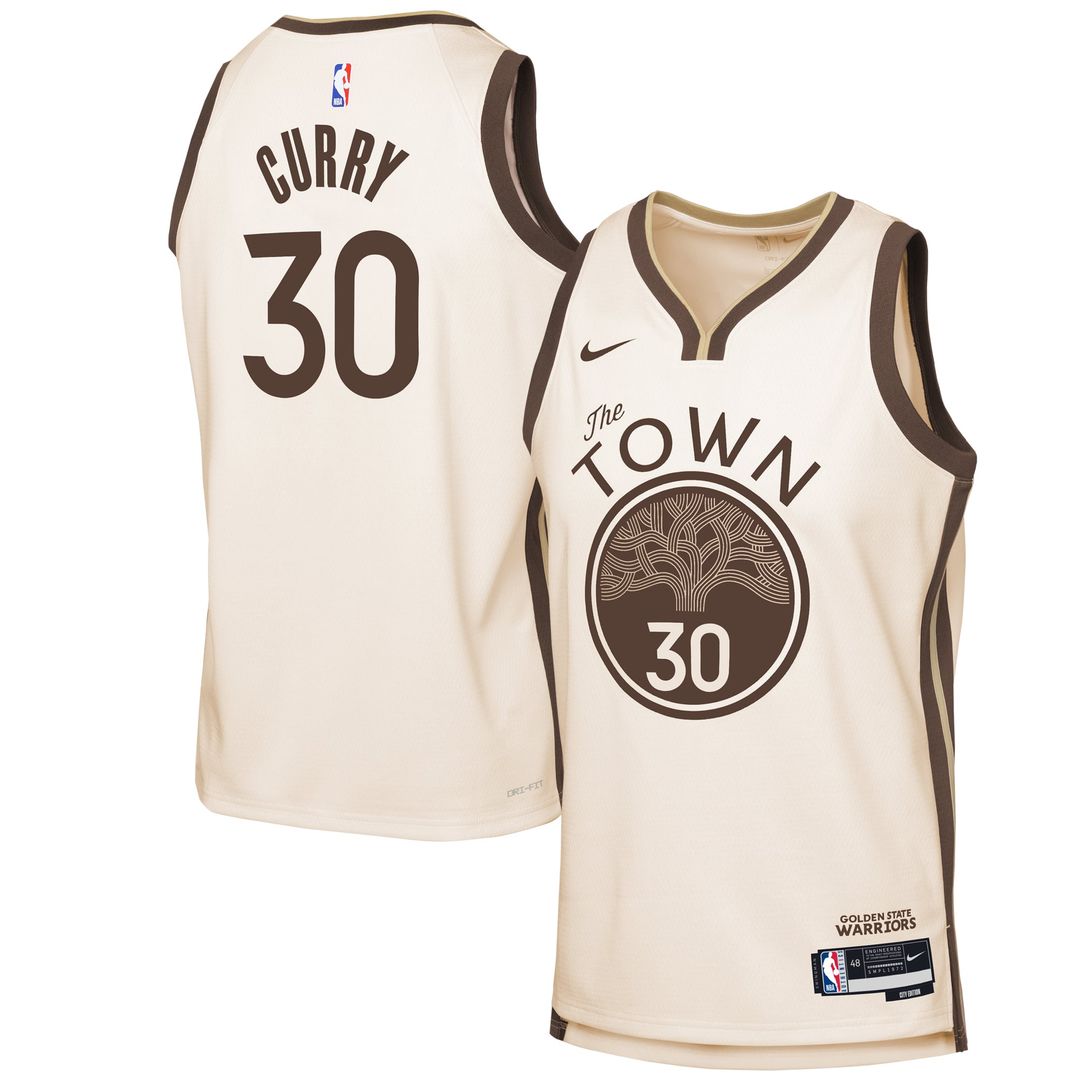 Stephen Curry | Golden State Warriors | Youth 2025/26 City Edition Swingman Jersey - Tan