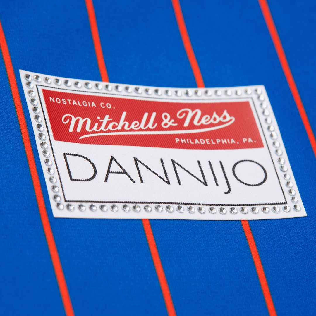 Patrick Ewing | New York Knicks | DANNIJO Women's Name & Number Cropped Football Jersey - Blue
