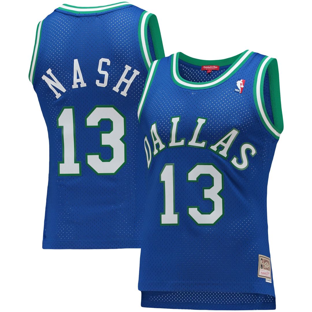 Steve Nash | Dallas Mavericks | Women's 1998/99 Hardwood Classics Swingman Jersey - Blue