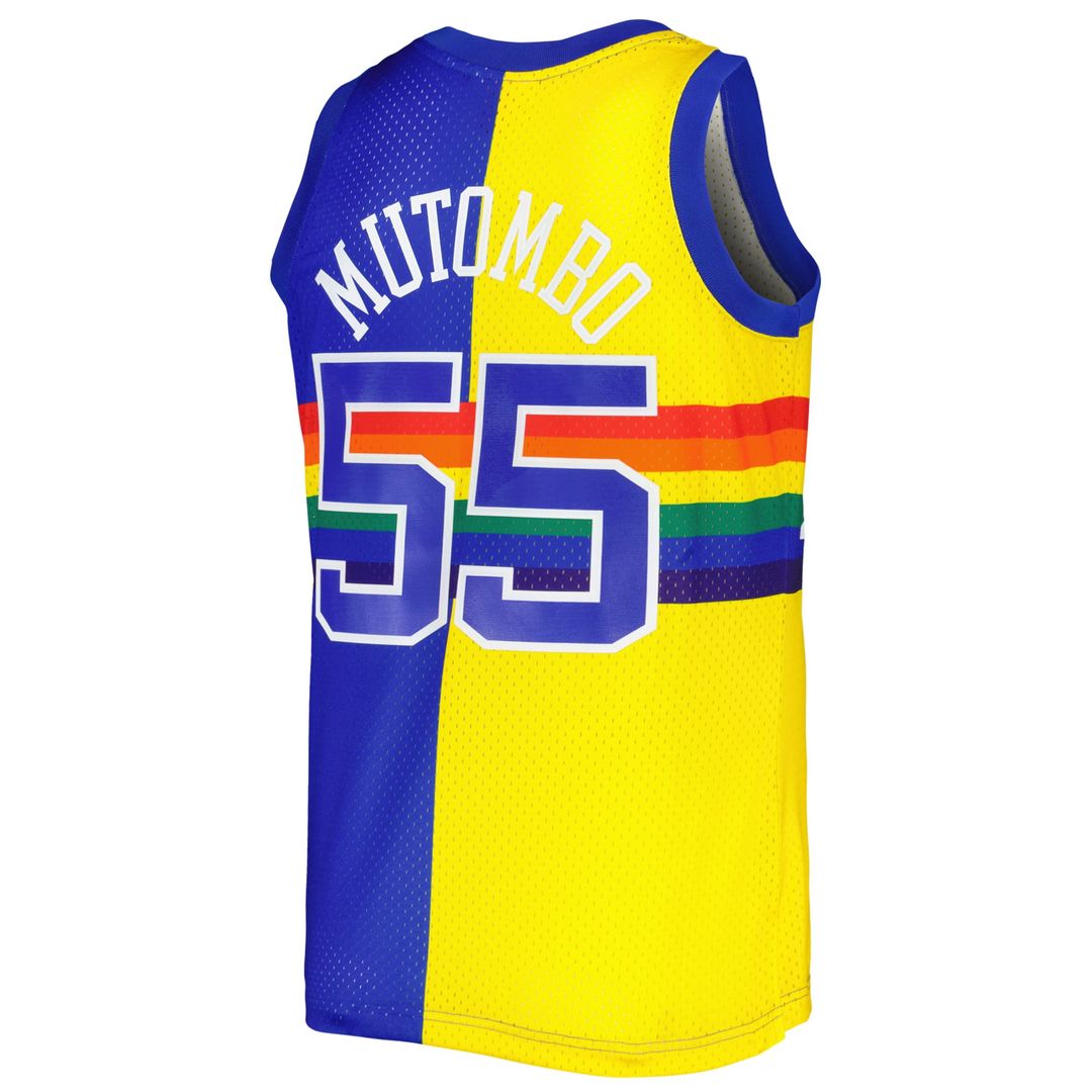 Dikembe Mutombo | Denver Nuggets | Hardwood Classics 1991/92 Split Swingman Jersey - Royal/Gold