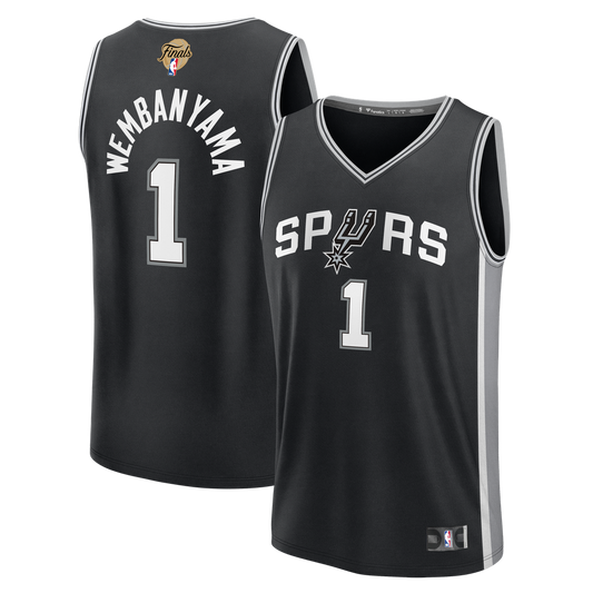 Victor Wembanyama | San Antonio Spurs | Youth 2026 NBA Finals Patch Fast Break Replica Jersey - Black - Icon Edition