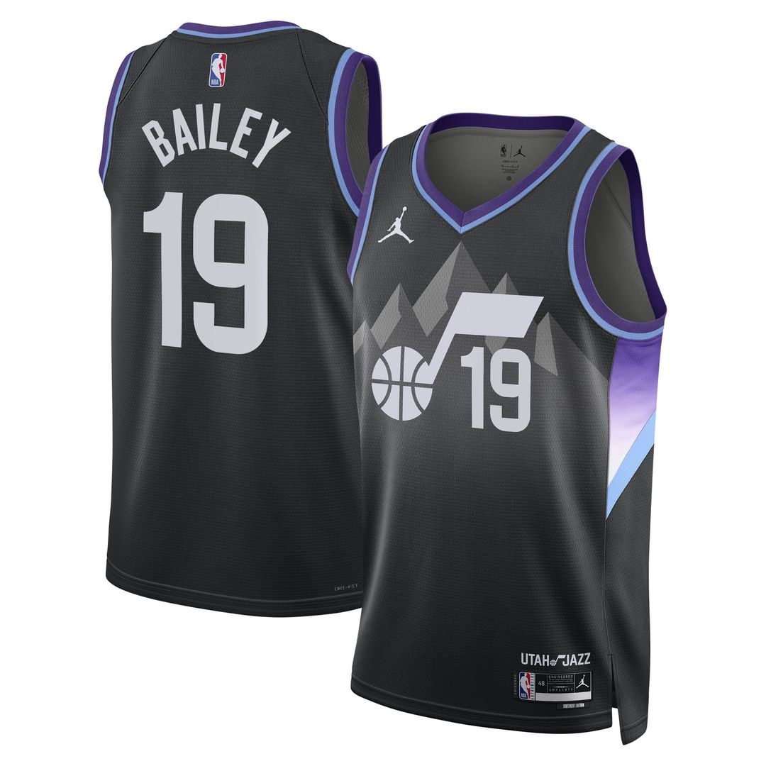 Ace Bailey | Utah Jazz | Unisex Swingman Player Jersey - Statement Edition - Black