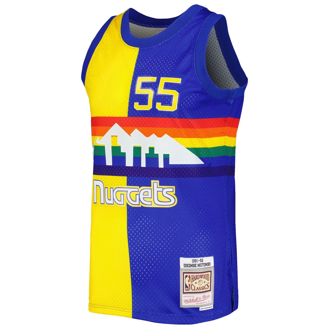 Dikembe Mutombo | Denver Nuggets | Hardwood Classics 1991/92 Split Swingman Jersey - Royal/Gold