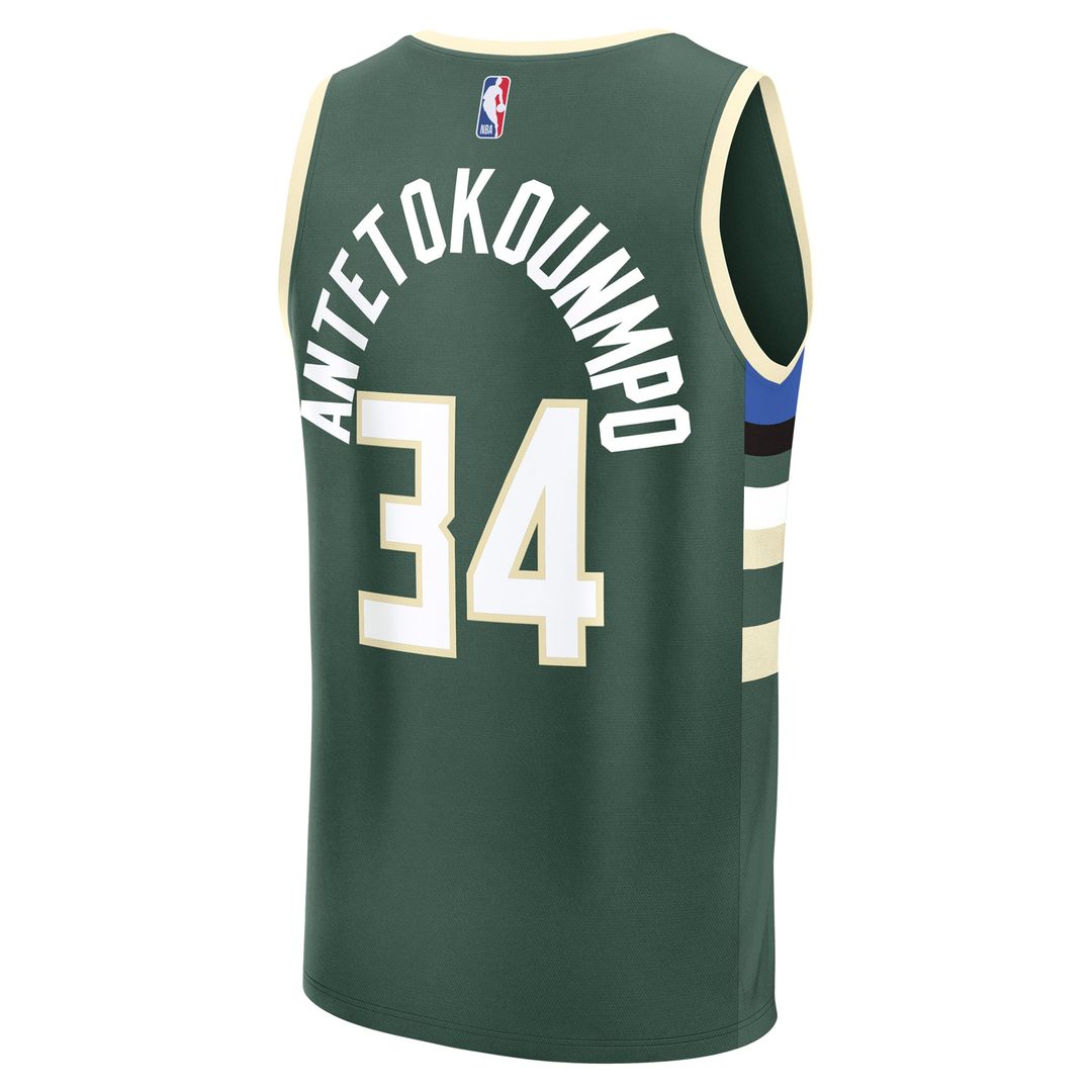 Giannis Antetokounmpo | Milwaukee Bucks | Fast Break Replica Player Jersey - Icon Edition - Hunter Green