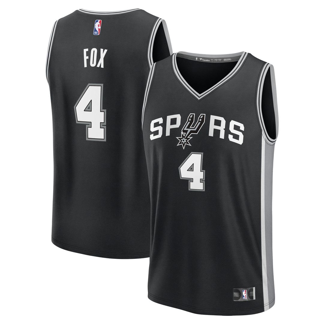 De'Aaron Fox | San Antonio Spurs | Fast Break Replica Player Jersey - Icon Edition - Black