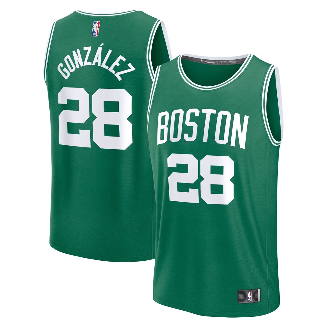 Hugo Gonzalez | Boston Celtics | Youth 2025 NBA Draft First Round Pick Fast Break Replica Jersey - Icon Edition - Kelly Green