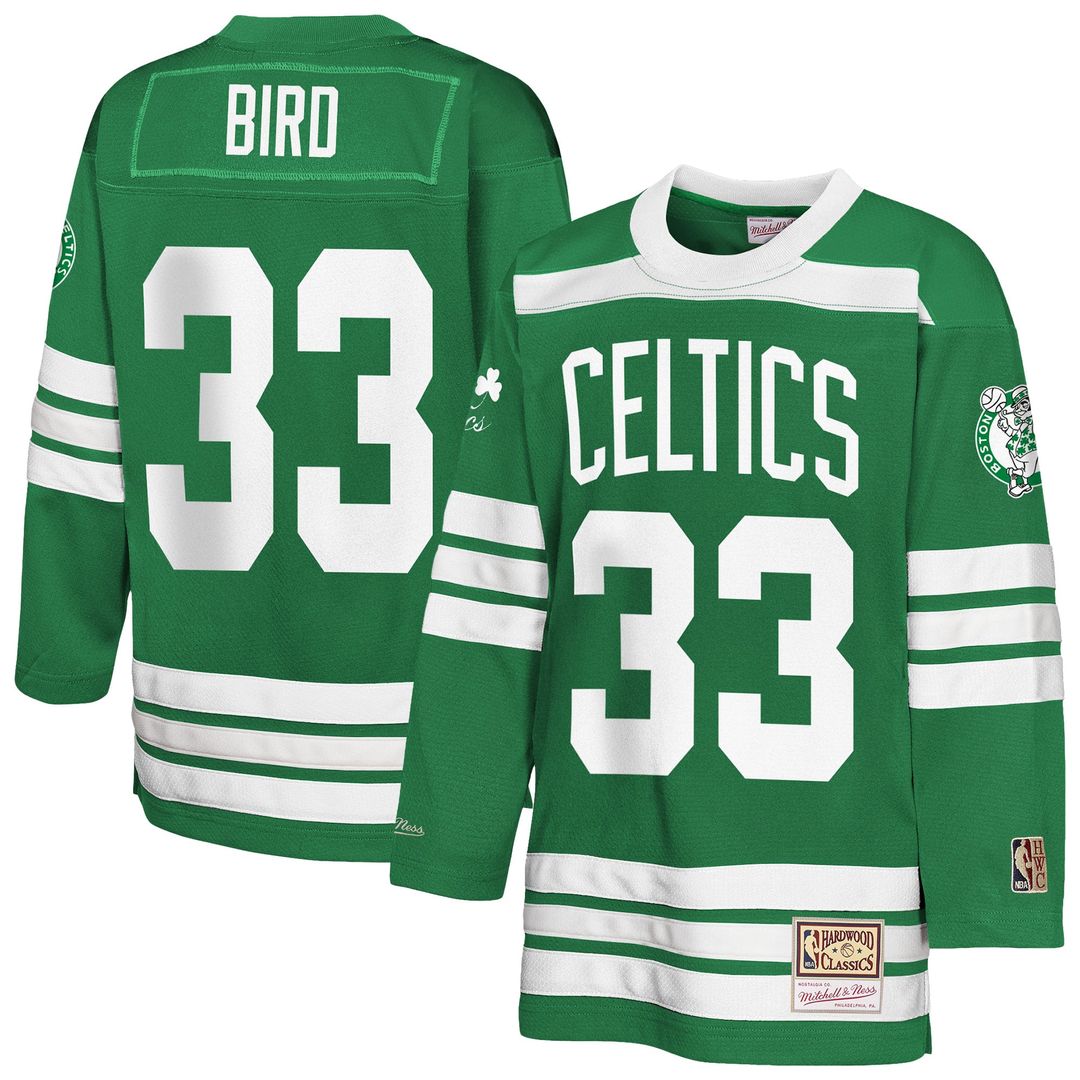 Larry Bird | Boston Celtics | Youth Maxxed Out 2.0 Fashion Hockey Jersey - Kelly Green