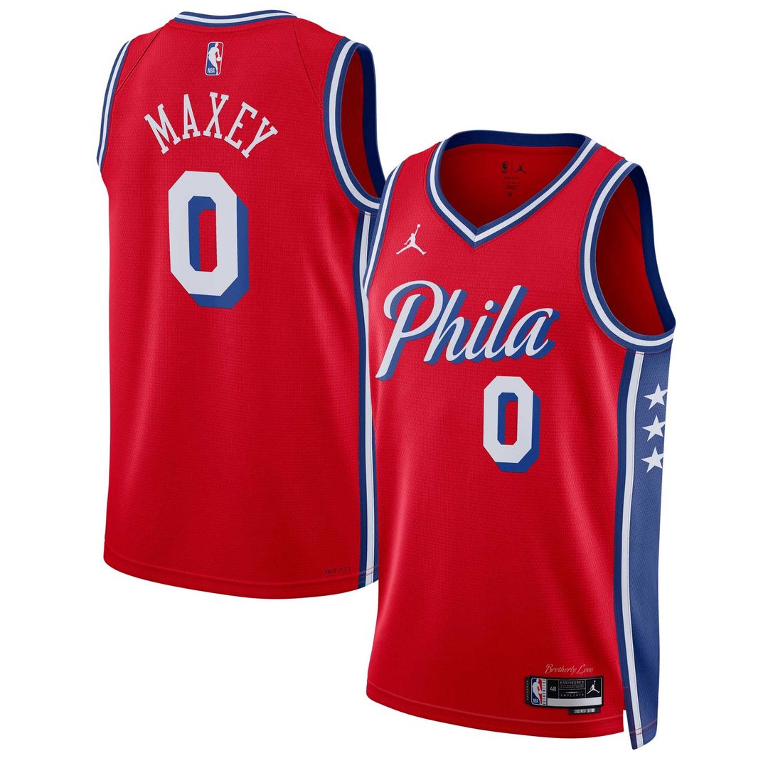 Tyrese Maxey | Philadelphia 76ers | Unisex Swingman Jersey - Statement Edition - Red