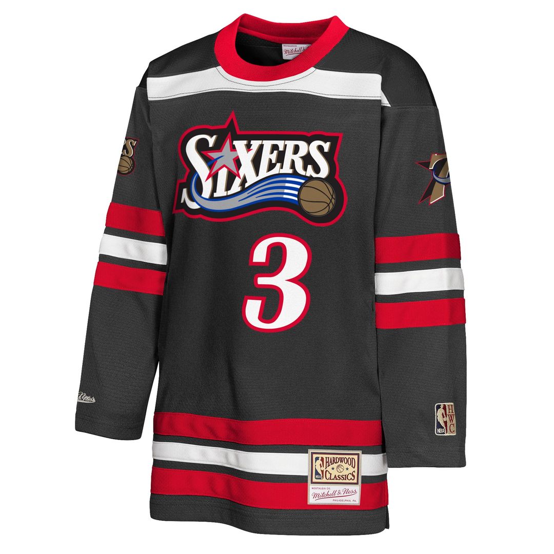 Allen Iverson | Philadelphia 76ers | Youth Maxxed Out 2.0 Fashion Hockey Jersey - Black