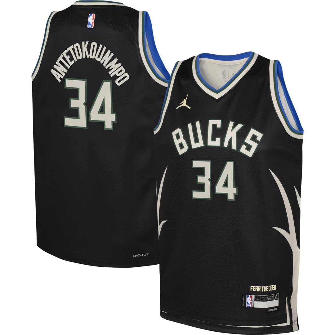 Giannis Antetokounmpo | Milwaukee Bucks | Youth Swingman Jersey - Statement Edition - Black