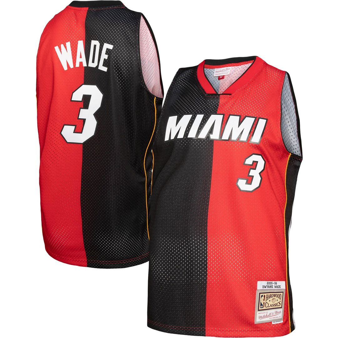 Dwyane Wade | Miami Heat | Big & Tall Hardwood Classics 2005/06 Split Swingman Jersey - Black/Red
