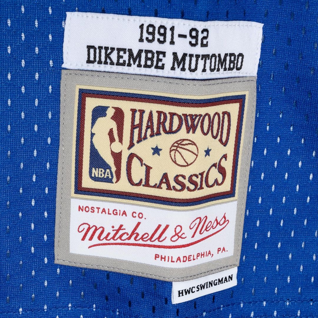 Dikembe Mutombo | Denver Nuggets | Hardwood Classics 1991/92 Split Swingman Jersey - Royal/Gold