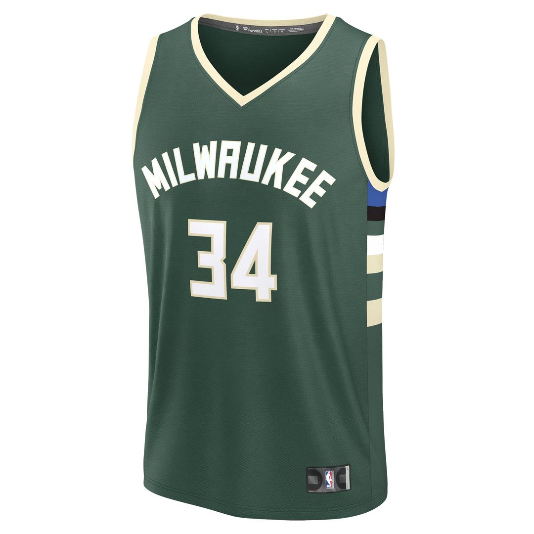 Giannis Antetokounmpo | Milwaukee Bucks | Fast Break Replica Player Jersey - Icon Edition - Hunter Green