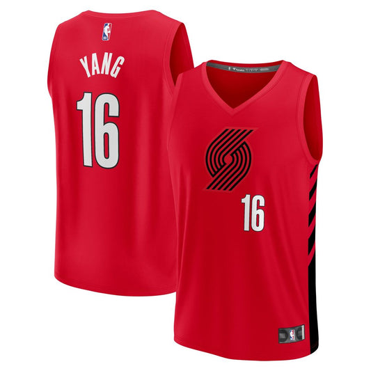 Yang Hansen | Portland Trail Blazers | Fast Break Replica Jersey - Red - Statement Edition