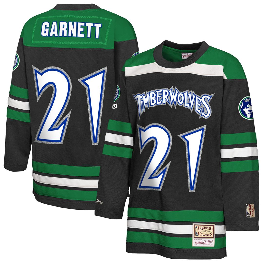 Kevin Garnett | Minnesota Timberwolves | Youth Maxxed Out 2.0 Fashion Hockey Jersey - Black
