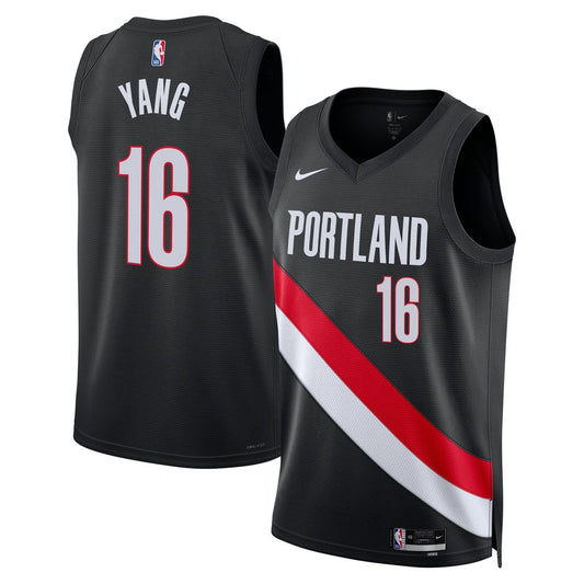 Yang Hansen | Portland Trail Blazers | Unisex Swingman Jersey - Icon Edition - Black