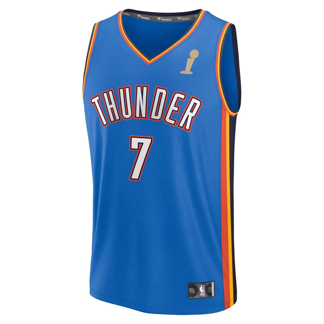 Chet Holmgren | Oklahoma City Thunder | Youth 2025 NBA Finals Champions Fast Break Replica Player Jersey - Blue - Icon Edition