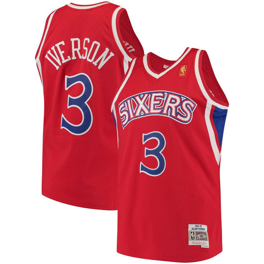 Allen Iverson | Philadelphia 76ers | 1996/97 Hardwood Classics Swingman Jersey - Red