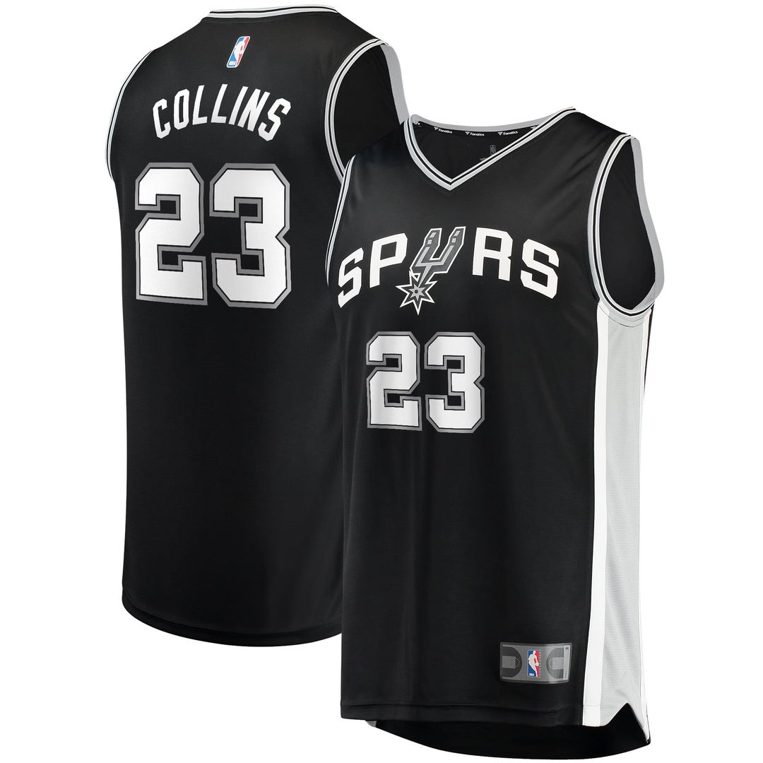 Zach Collins | San Antonio Spurs | Fast Break Replica Jersey - Icon Edition - Black