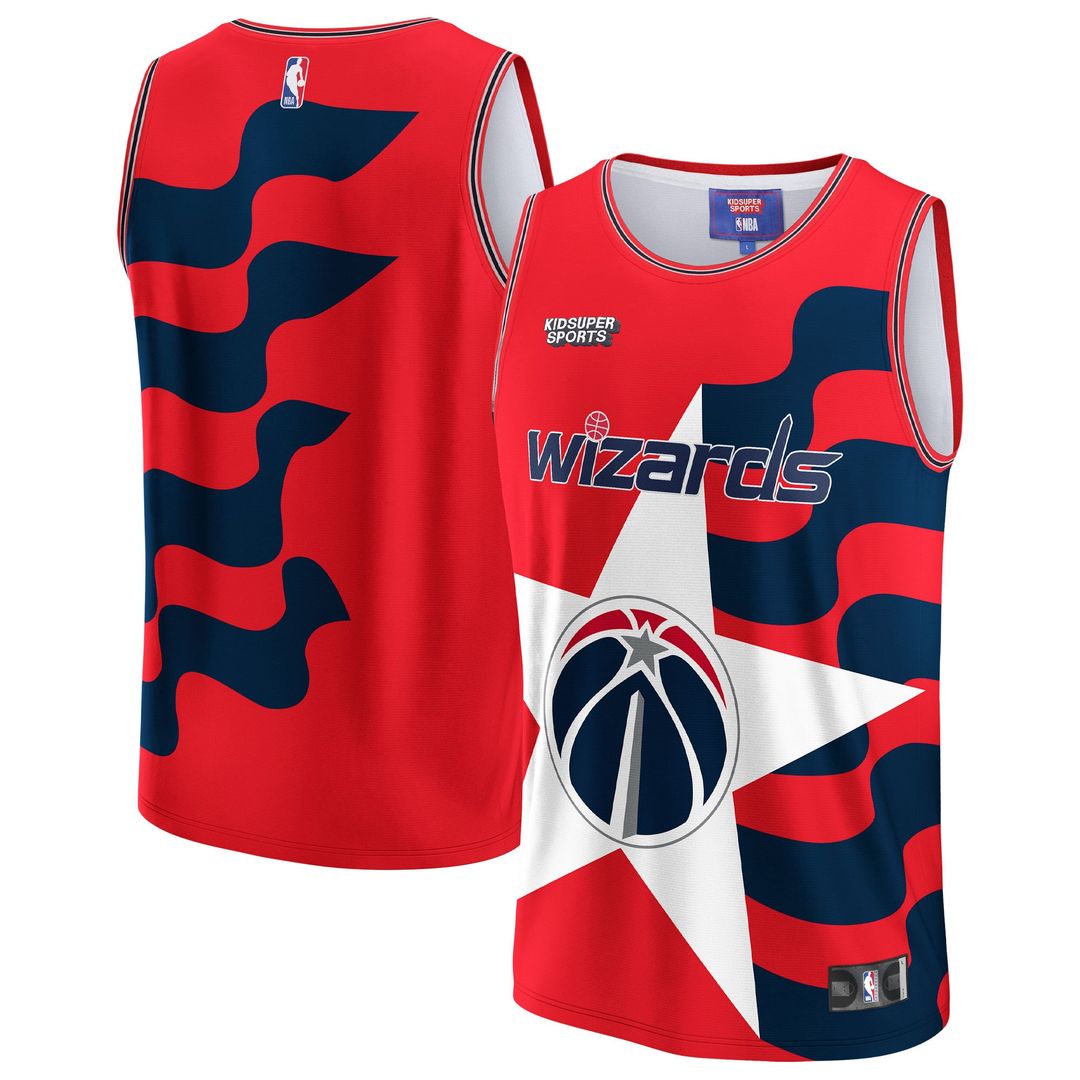 NBA & KidSuper Studios by | Washington Wizards | Unisex Hometown Jersey - Red