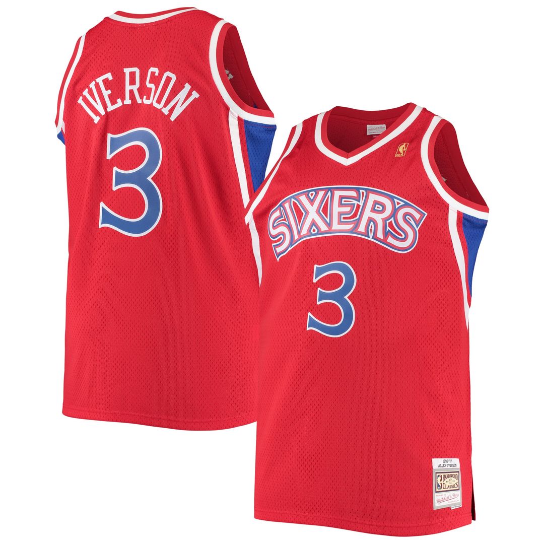 Allen Iverson | Philadelphia 76ers | 1996/97 Big & Tall Hardwood Classics Swingman Jersey - Red