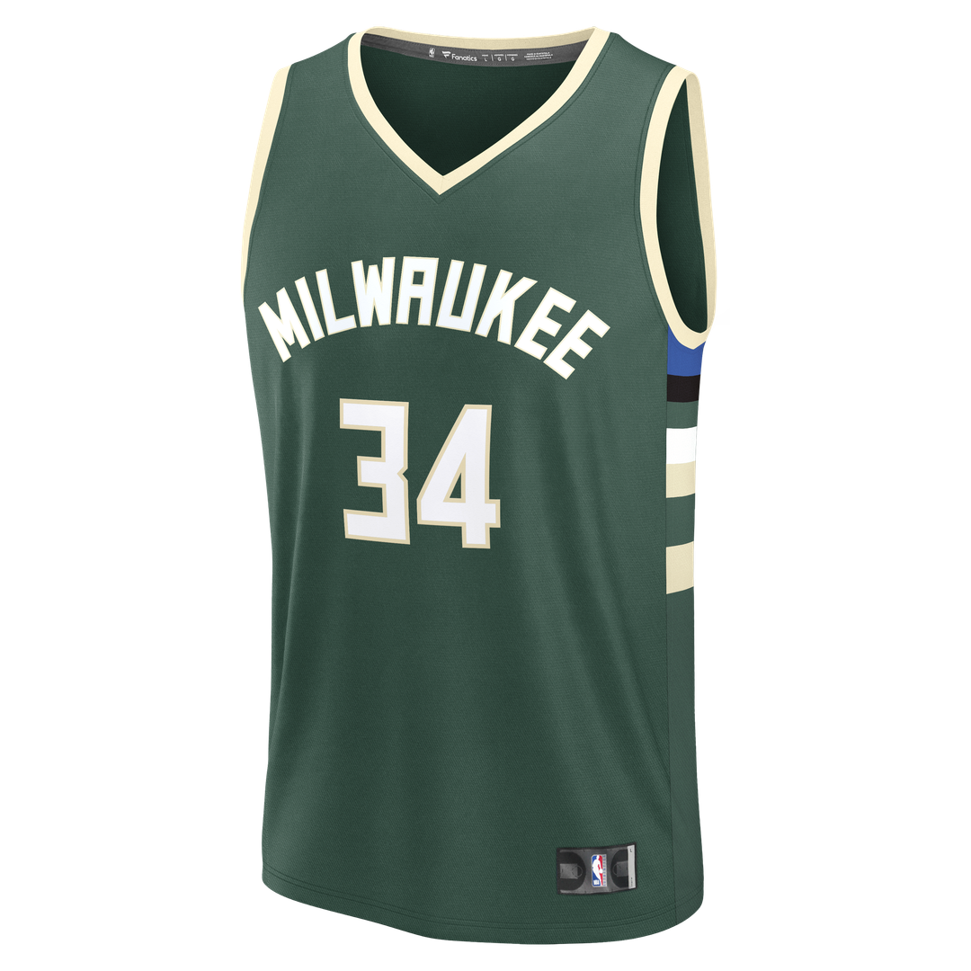 Giannis Antetokounmpo | Milwaukee Bucks | Fast Break Replica Player Jersey - Icon Edition - Hunter Green